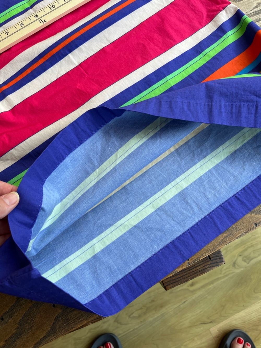 Frances Valentine Striped Pencil Skirt - Pink, Blue & Multicolor cotton size 6-8 - Picture 9 of 9